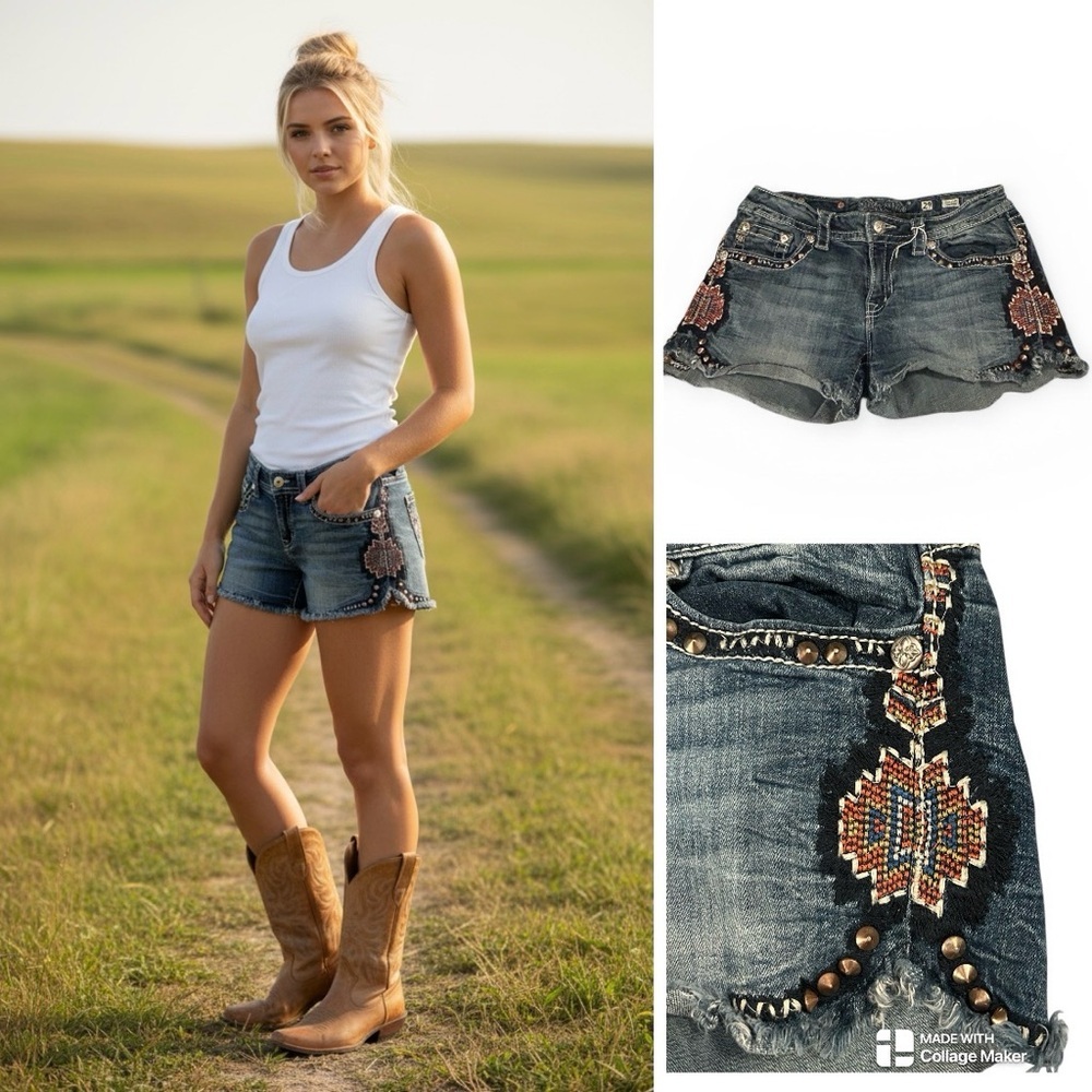 Miss Me NWOT embroidered tribal shorts